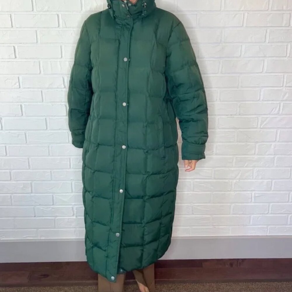 LANDS' END green ankle length down puffer coat 2X